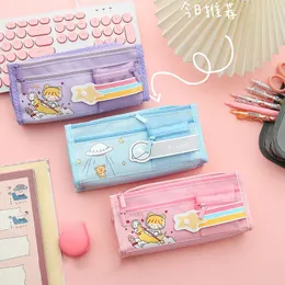 Pencil Bag Girl Primary School Student 2023 Mesh Ins Japanese Large Capacity Girls 'Heart Stationery Box