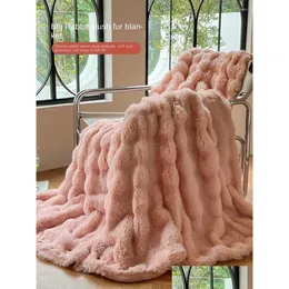 Blankets Dehaired Angora Blanket Autumn And Winter Thickened Warm Home Er Sofa High Sense Office Quilt Bedding Simple Modern Drop Deli Dhp0E