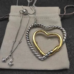 Dy Heart Pendant Designer Halsband för kvinnor 925 Sterling Silver Man Populära i Europa Amerika Par Retro Madison Chain Gold Dy Necklace Party Jewelry Gifts