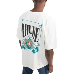 Дизайнерская модная одежда Футболки Футболки 2022 Лето Новый Rhude High Street Poker Письмо с принтом Свободная повседневная футболка с коротким рукавом Мужские топы Хлопок Уличная одежда