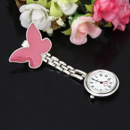 Wristwatches Fashion Clip-on Brooch Pendant Hanging Women's Watch Butterfly Pocket Quartz Wrist Clock XB40