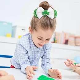 Hårtillbehör St. Patrick's Day Green Shamrock Band för Girls Bowknot Intestine Tie Festiv Baby Accessoire Cheveux