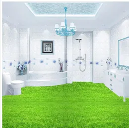 Sfondi Po Carta da parati Murale Pavimento 3D Erba verde Pavimentazione TV Sfondo PVC Impermeabile Decorazione domestica