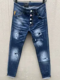 23SS C018 Jeans slim fit per piedi piccoli COOLGUY MAN JEANS tessuto microelastico con lavaggio di alta qualità cerniera decorazione ricamata piccola targhetta