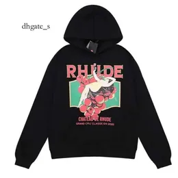 2023 Designer Hoodie Rhude Hoodie Brief Drucken Langarm Mode Männer Frauen Pullover Hip Hop Hoodies Marke Sweatshirts US-GRÖSSE