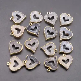 Pendant Necklaces Fashion Natural Stone Druzy Pendants Necklace Agates Gold Plated Charms Heart Shape DIY Jewelry Making Earring 4Pcs Wholes