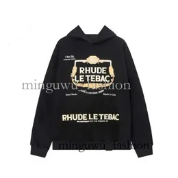 Rhude Hoodie Full Zip Up Hoodies Jaqueta Designer High Street Fashion Brand Letter Bordado Rhude Loose Terry Cardigan Sweater para homens e 357 71