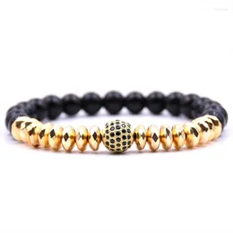 Strand 2023 Trendy Stone Beded Armband Pave CZ Balls Charm Armband för kvinnor Män smycken Pulseira Hombres