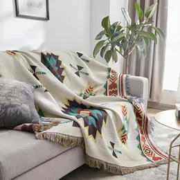 Coperte Coperta da tiro per divano Stile etnico geometrico per il tempo libero Arazzo morbido caldo cotone leggero