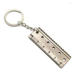 Keychains Ruler Shape Keychain Keyrings Commemorative Copper Material Keys Rings Car Jewelry Gift For Women Girls