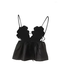Tanks pour femmes Femmes 3D Fleur Spaghetti Strap Crop Cami Summer Sans manches Camisoles Y2K Sortie Chemise de fête Streetwear
