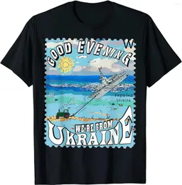 Herren T-Shirts Farmers Stealing Ship - Good Evening We Are From Ukraine T-Shirt Kurzarm Lässige Baumwolle O-Neck T-Shirts