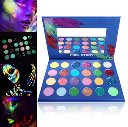 24 Färg Lysande ögonskuggplatta pärla dumt ljus kristall fluorescerande ögonskugga gyllene lök paljetter halloween lysande makeup hälsa skönhet