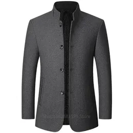 Mens Wool Blends Autumnwinter Woolen Coat British Style Solid Midlength Men Jacket Stupl Overcoat Male 231120