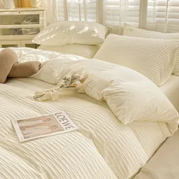寝具セットシアサッカーの寝具布団は平らなシート枕カバー柔らかく快適な北欧のスタイル231121をカバーしています