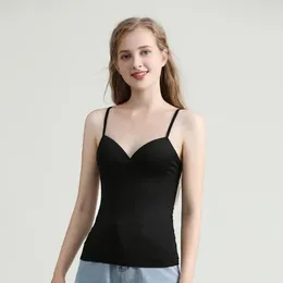 Women's Tanks Seamless Solid Slim Vest For Women With Padded Bras Summer Adjustable Strap Tank Tops Soft Elastic Modal Cammisole Girl