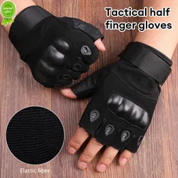 Motorcycle Riding Fitness Gloves Outdoor Tactical Fingerless Gloves Hard Knuckle Hunting Combat Hiking Military Half Finger Glov