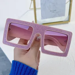 Sonnenbrille Square Damen Oversize Polygon Crystal Frame Brillen Designer Shiny Diamond Eyewear UV400 Shades