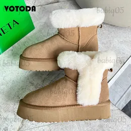 Stivali Stivali da neve invernali Donna Stivaletti pelosi Stivali da neve in peluche in pelle scamosciata sintetica Caldi Stivali casual da esterno Scarpe da donna con plateau di base in cotone T231121