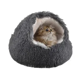 kennels pens S3XL plush circular calm cat bed fluffy pet for cats warm dog small and mediumsized machines washable sofa 231120
