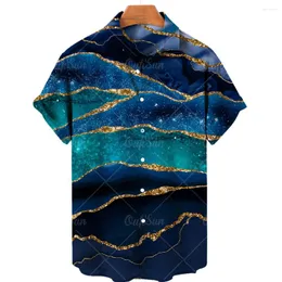 Mäns casual skjortor unisex 2024 cool abstrakt rendering slips färgämne 3d tryck hawaiian retro skjorta kort ärm andas andas topp sommar