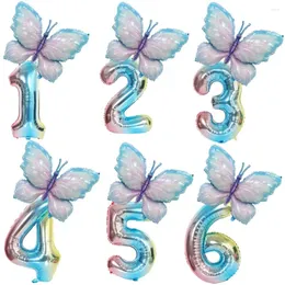 Decorazione per feste Palloncini in foil a farfalla da 40 pollici Palloncino di compleanno Set di numeri da 32 pollici Baby Shower Decor Forniture per matrimoni Globos