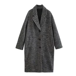 Women's Wool Blends UNIZERA 2023 AutumnWinter Fashion Loose Lapel Mid length Sawtooth Twill Coat 231120