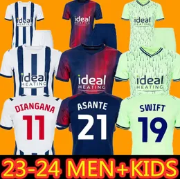 23 24 West Bromwichs Albion Camisas de futebol 2023 2024 Top Men Kids Home Away Três Grant Swift Wallace Yokuslu Phillips Diangana Molumby Jersey Futebol Camisetas Kit