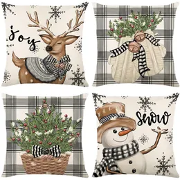 45x45 Kuddefodral Santa Claus Christmas Tree Snowman Elk Colorful Pillow Cover Home Soffa Car Decor Cushion