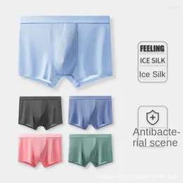 Calzoncillos Calzoncillos de seda de hielo para hombres Verano 5A Antibacteriano Cómodo y transpirable Boxers Boxer Pantalones Toe