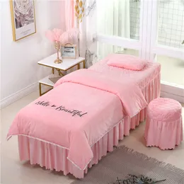 4pcs lindos conjuntos de cama de salão de beleza Spa de massagem use um bordado de veludo coral bordado capa de bordado skilt chaphe chilt personalizado #sv9oc9zc21bwp