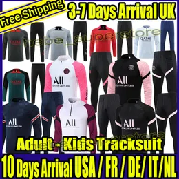 PSGES Tracksuit Homens Terno de Treinamento de Futebol 21 22 23 24 Tuta Maillot Jersey Jacket Kit Paris Mbappe Homens e Kid Futebol Tracksuits Jogging Survetement Chandal