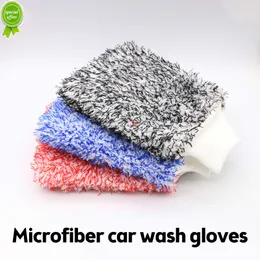 Weicher, saugfähiger Autowaschhandschuh, Reinigungsschwamm, Plüschhandtuch, Ultrahandschuh, Mikrofaser-Waschhandschuh, leicht zu trocknender, doppelseitiger Autohandschuh