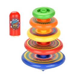 Spinning Tops Super Stacking Top Kit Stackable Toys Spin Individually or on Top of Each Other Stack Spinner Toy with Durable Launcher