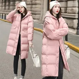 Women's Down Casual Loose Mid-length Corduroy Stitching Cotton Duvet Hooded Coat
