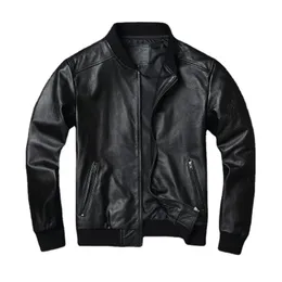 Mens Leather Faux Black Cow Genuine Bomber Jacket Men Cowhide Real Coat Short Slim Business Clothing 231120