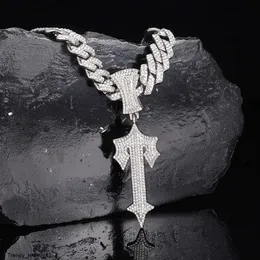 RSQ 13mm Hip Hop Diamond Letter T Necklace Pendant Högkvalitativ bokstav Kubansk kedjehänge halsband