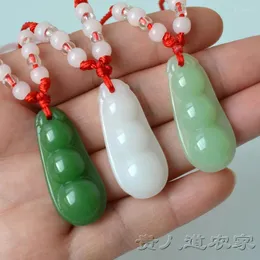 Hänge halsband glas jade sträng bönor manliga par pod fudou rött rep halsband smycken gåva