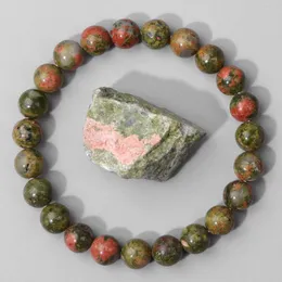 Strand de 8mm de pedra natural Bracelete verde malaquita Unakite Opal Minchas Bracelets homens homens ioga cura jóias de pulseiras elásticas