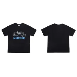 Roupas de moda de grife camisetas camisetas Rhude Cassino American High Street oversize largas masculinas femininas de algodão para amantes de manga curta camisetas de algodão tops streetwear