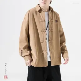 Camisas casuais masculinas jaqueta chinesa taiji uniforme homens roupas tradicionais vintage tops cheongsam