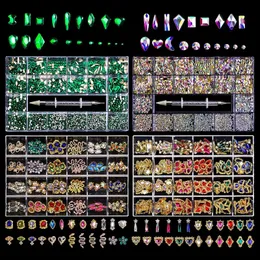 Tırnak Sanat Dekorasyonları Lüks Elmaslar Tırnak Sanatı Rhinestones Yeşil Kristal Diy Chaims Flatback çok şekilli dekor salon aksesuarları 21/26 Grids 10000pcs 231121