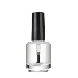 15ml Empty Nail Polish Bottle With Brush Refillable Clear Glass Nail Art Polish Storage Container Black Lid Tlnvv