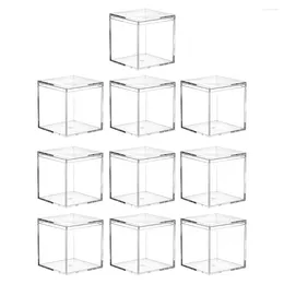 Hediye Sargısı 10 PCS Square Cube Candy Boxes Clear Party Favor Küçük Kutu Takı Depolama Kapları Kapaklı Ekran için