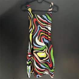 Mulheres de luxo vestido saia multicolorido sem costas vestidos designer verão praia vestido de férias