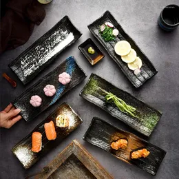 Placas de 11 polegadas de 11 polegadas cozinha japonesa Tableware retangular Sushi Plate Creative Fruit Cake Restaurant Snack Bandey Sobremesa prato