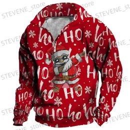 Herren Hoodies Sweatshirts Weihnachten Neujahr Weihnachtsmann Männer Reißverschluss Pullover 3D-Druck Jacke Y2k Tops Hoodies Herbst Winter Casual Urlaub Lange Sweatshirts T231121