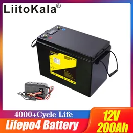Liitokala 12V Lifepo4 Battery Pack 12 8V 200AH RV Campers防水ゴルフカートバッテリー4000サイクルオフロードオフグリッドソーラーエネルギー154E