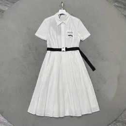 23ss summer dresses women dress womens designer clothing Classic embroidered monogram pleated dress on chest High quality womens clothing