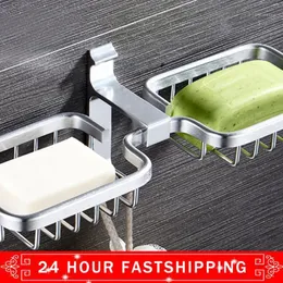 Soap Dishes RecabLeght Shower Rail Dish Holder Wall Aluminum Double Box Bathroom Hanging Rack Storage Accessories 1pcs